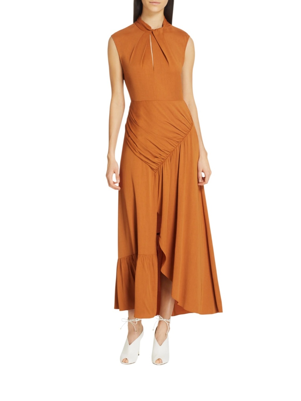 Self-Portrait Twist Neck Midi Dress with Keyhole Neck